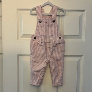 Old Navy Pink and White Striped Kids Overalls